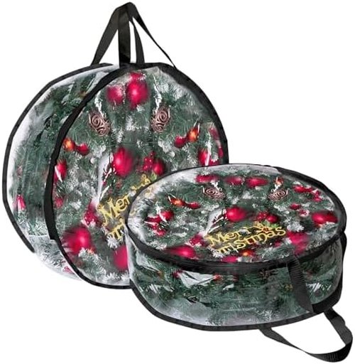 Clear PVC Christmas Wreath Storage Container by [Brand Name] - Waterproof & Dustproof for 24-Inch Wreaths