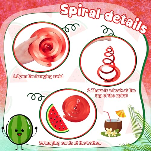 MotiMind 34-Piece Watermelon Party Decoration Set with Banners & Swirls