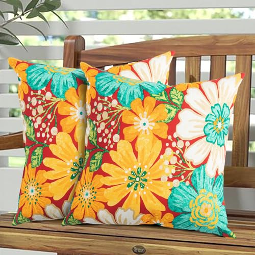 Outdoor Waterproof Throw Pillow Covers 18x18 Inch - Set of 2