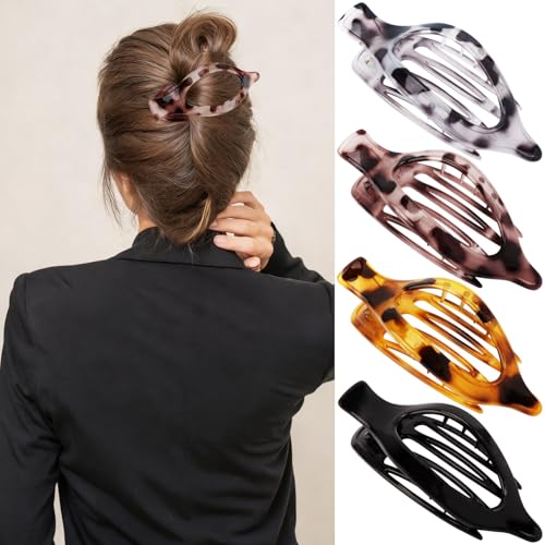 Atoden Flat Hair Claw Clips Large Non-Slip Duckbill Barrettes 4Pcs