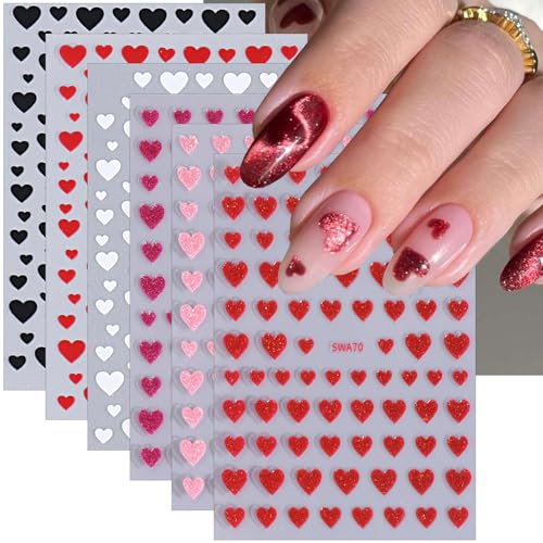 Valentine Heart Nail Stickers 3D Self-Adhesive Love Decals
