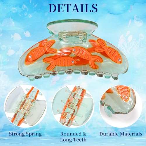 Clear Acetate Fish Hair Claw Clip with Rhinestones, Medium Non-Slip