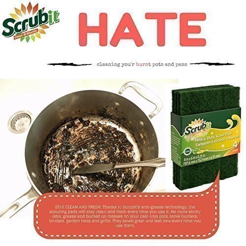 Heavy Duty Non-Scratch Scouring Pads - 6 Pack for Kitchen Cleaning