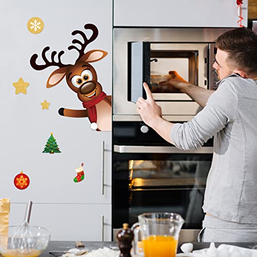 Christmas Refrigerator Magnets - Reindeer Decor, 15 Pieces, Festive Holiday Kitchen Accessories
