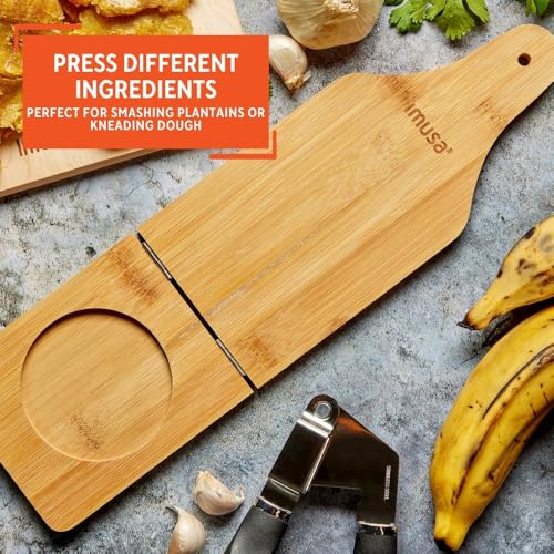 IMUSA Small Bamboo Tostonera Plantain Masher - 2.8 Inch