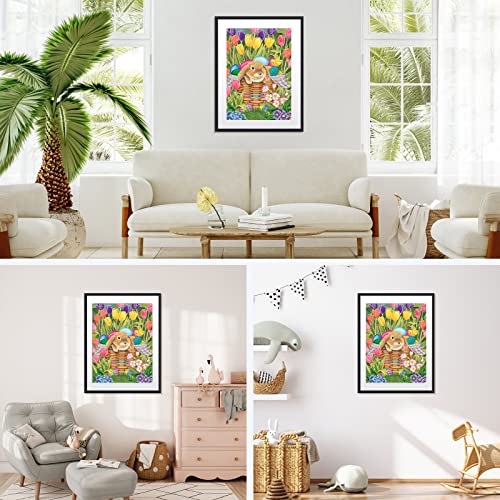 NAIMOER Easter Bunny Diamond Art Kit - 5D Full Drill Tulips 30x40cm