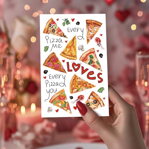 Funny Pizza Valentine's Day Card for Lovers - 8x5.3 inches