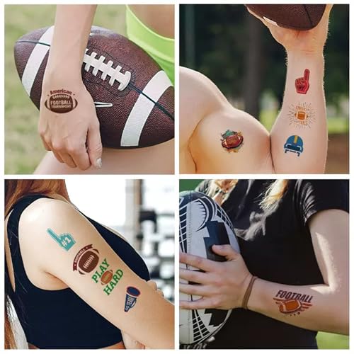Felico Football Temporary Tattoos for Kids and Adults - 60 Pcs Waterproof Party Favors