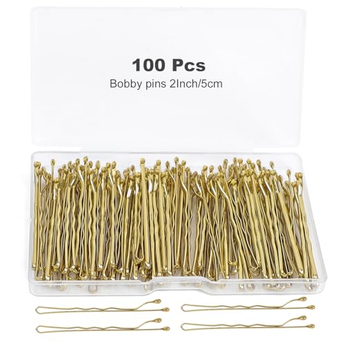 Blonde Bobby Pins 100 Pcs with Storage Box - 2 Inch Metal Hair Clips