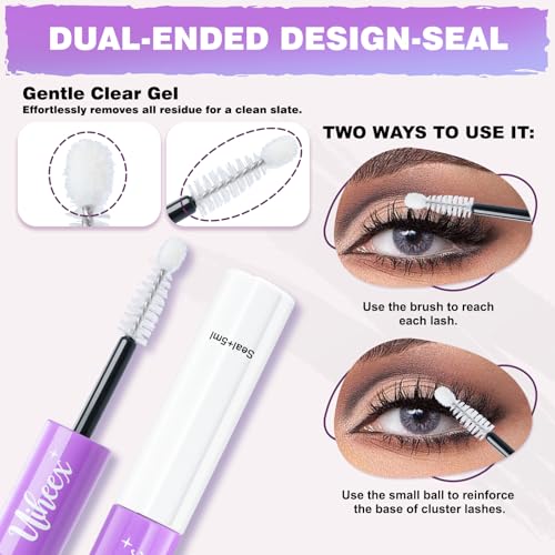 Uiheex Lash Cluster Glue - 2-in-1 Waterproof Bond and Seal for DIY Eyelash Extensions, 10ml