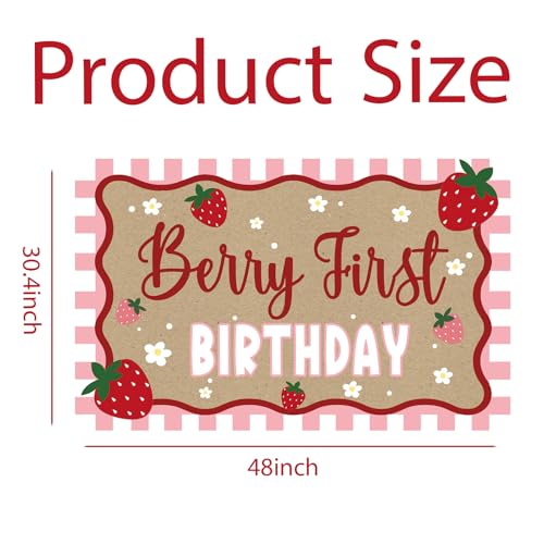 Strawberry Birthday Banner for First Birthday Party Decorations Girls Kids