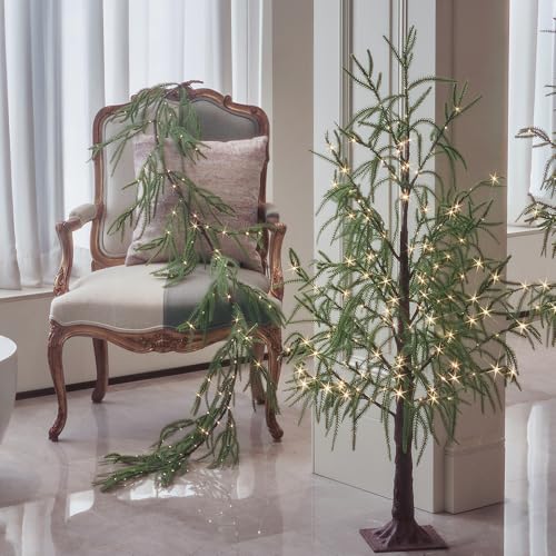 Lighted Christmas Norfolk Pine Tree 4FT with 180 LED Fairy Lights - 3ft 11in