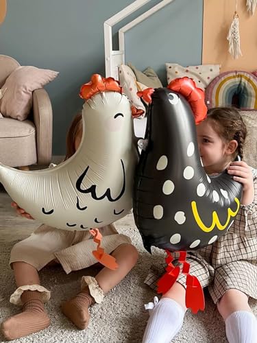 6Pcs Walking Chicken Foil Balloons - Animal Theme Party Decor