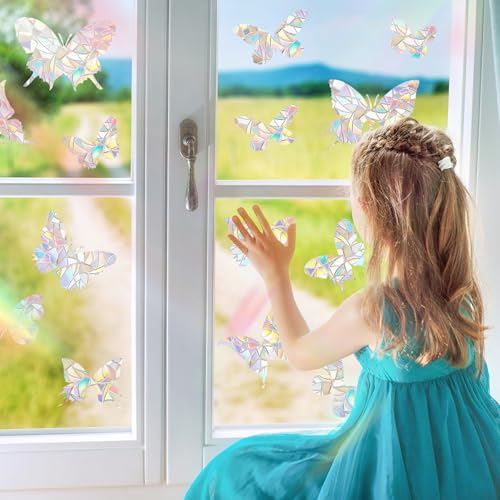 56 Pcs Rainbow Prism Window Stickers for Bird Strike Prevention