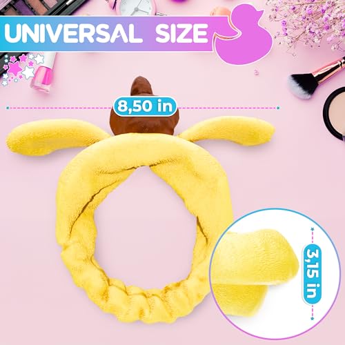 LIBERHAUS Plush Bear Ears Headband – Kawaii Yellow Spa & Makeup Hair Band