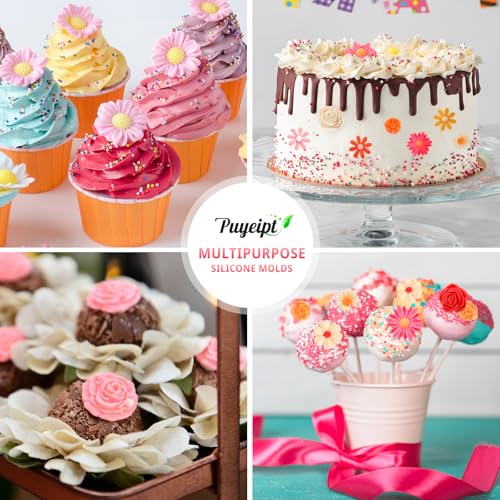 Silicone Flower Fondant Molds 4-Pack for Cake Decorating