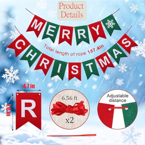 Baisunt Merry Christmas Banner DIY Kit - Burlap Garland for Holiday Decor