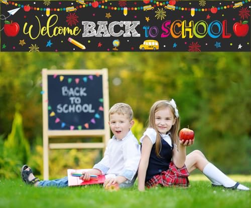 Welcome Back to School Banner Backdrop - 1.6x8.2ft Vinyl Party Decoration