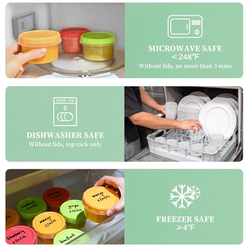 TOFLEN 8 oz Small Plastic Freezer Containers with Lids, 6-Piece Set