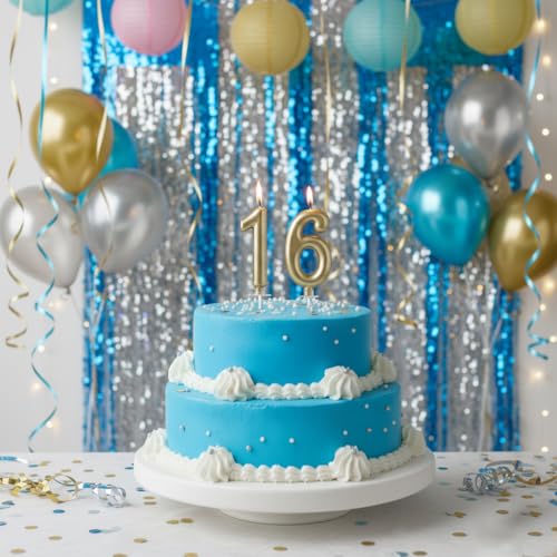 Number 2 Birthday Candle - 5.75 Inch Metallic Gold Cake Topper