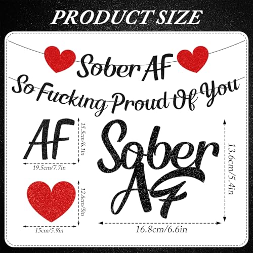 Sober AF Banner & Cake Topper - Sobriety Celebration Decor