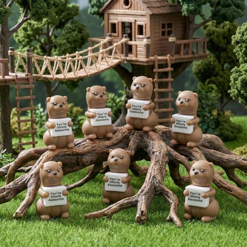 25 Mini Sea Otter Figurines - Cute Otter Statues for Creative Fun