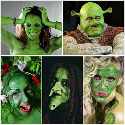 EBaokuup 3-Set Black White Green Face & Body Paint Witch Makeup Kit