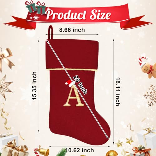 20'' Personalized Purple Velvet Christmas Stocking with Gold Letter P & Santa Hat
