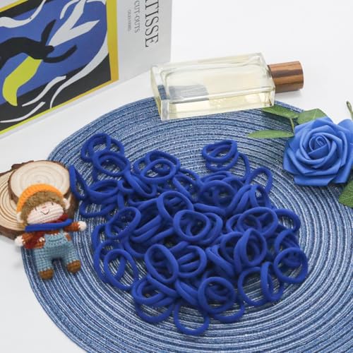 Yinluluna 100Pcs Royal Blue Hair Ties - Seamless Soft Nylon Ponytail Holders