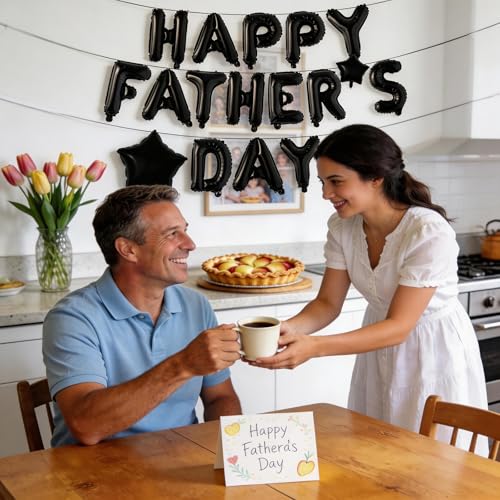 HAPPY FATHER’S DAY Balloons Banner Set with Star Balloons