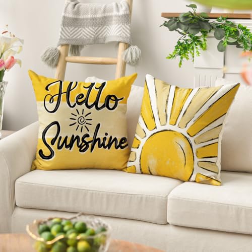 AVOIN Colorlife Home Sweet Home Daisy Throw Pillow Covers - Set of 4, 18x18 Inch