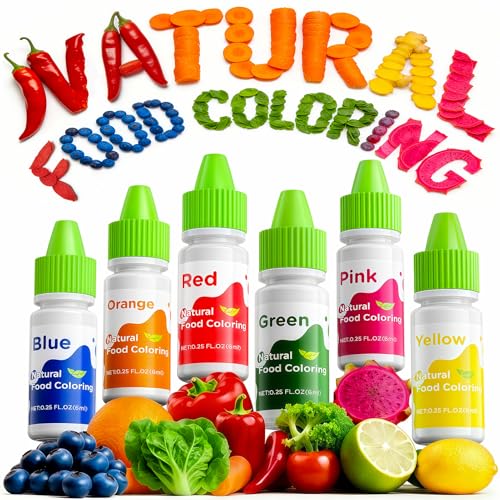 Natural Dye-Free Food Coloring Set - 6 Vibrant Colors for Baking & Icing