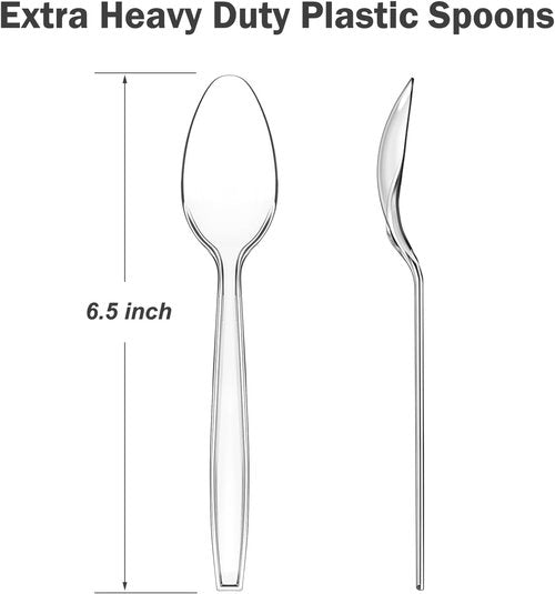 Dealusy 360 Count Heavy-Duty Clear Plastic Spoons - BPA-Free, Heat Resistant, Durable Party Supplies