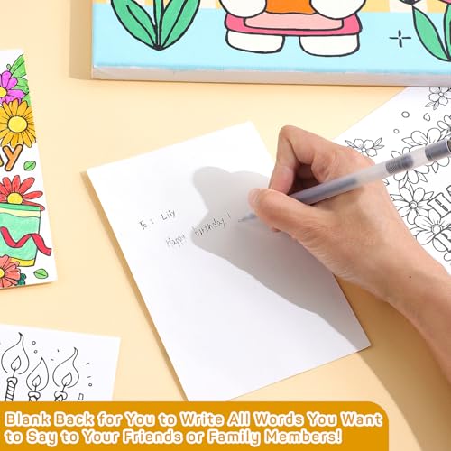 VYRANA 24 Birthday Coloring Cards - DIY Personalized Greeting Card Set