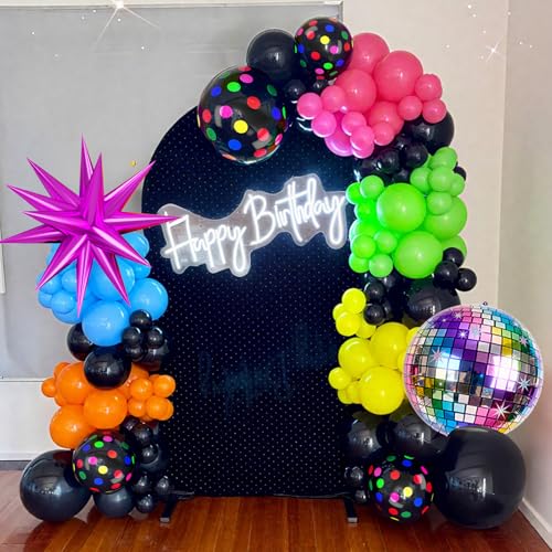 Colorful 80s Retro Balloon Kit for Birthday Dance Parties