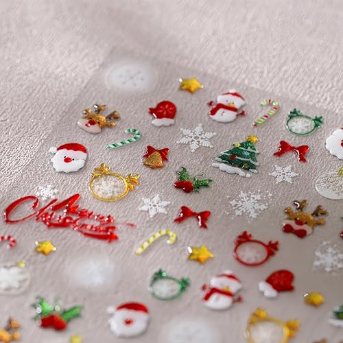 Christmas Nail Art Stickers - 5D Jelly Relief Elk & Snowflake Decals