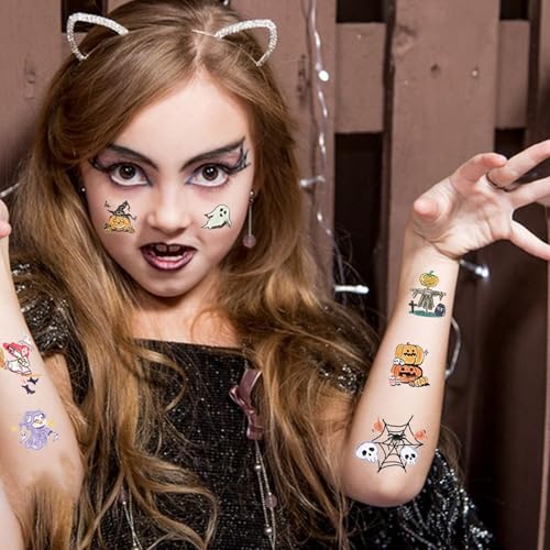 10 Sheets Halloween Temporary Tattoos for Kids Party Face and Body
