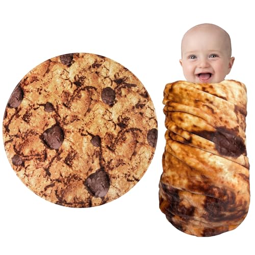 Jorbest Cookie Baby Blanket - 36 Inch Soft Flannel Swaddle in Dark Brown