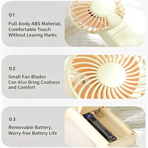 Portable Mini Fan - 2 Pack Battery Operated Handheld Fan with Lanyard in Pink & White