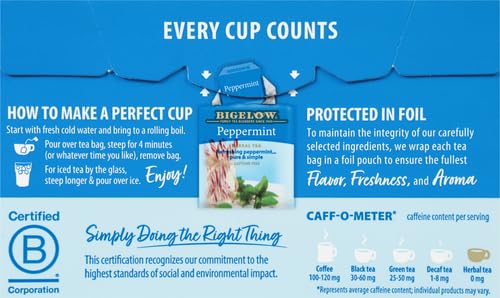 Bigelow Peppermint Herbal Tea - Caffeine Free, 20 Count
