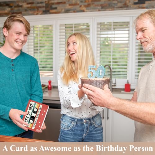 Retro 50th Birthday Card for Him & Her - Cassette Tape Design