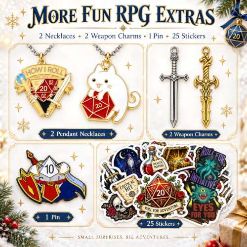 Tabletop RPG Advent Calendar with Dice Sets & Surprises - Christmas Countdown Gift