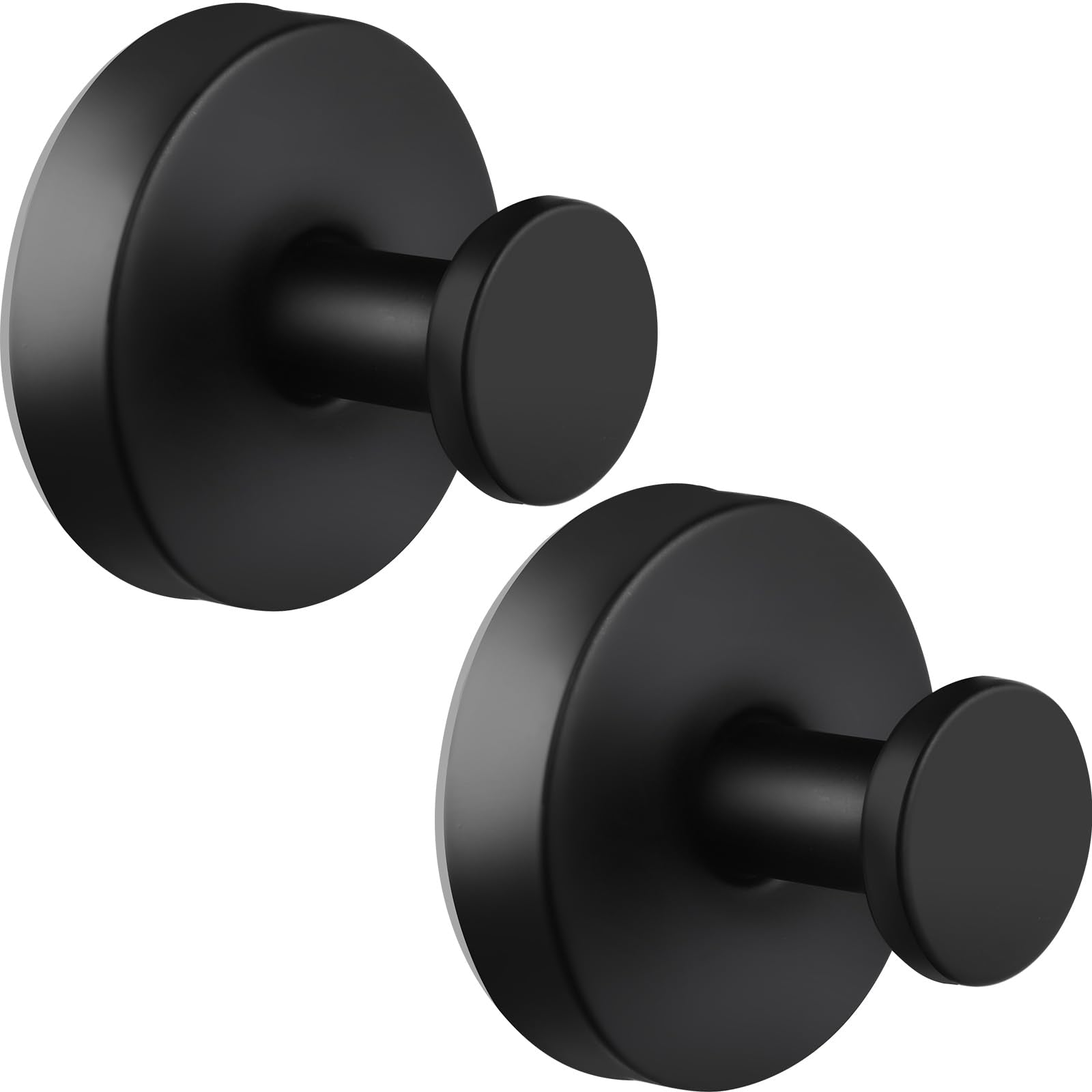Suction Cup Hooks for Bathroom Kitchen, 2 Pack Stainless Steel Suction Hooks for Shower No Drilling Damage Free Towel Hook Holders Reusable Removable for Hanging Towels, Loofah, Robe, Coat(Black)