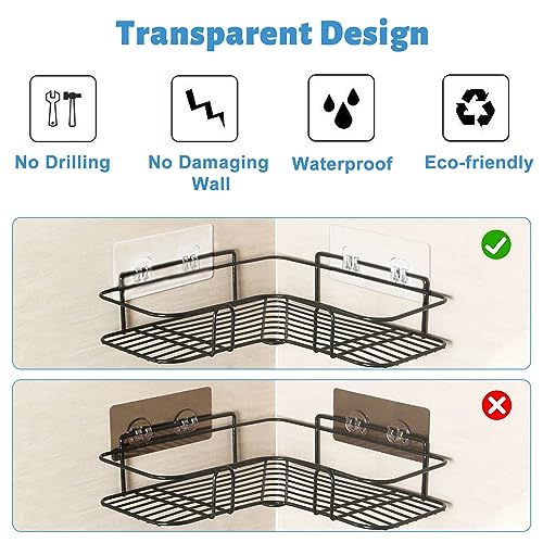 Chris.W 4 Pack Clear Suction Adhesive Wall Stickers for Bathroom Shower Shelf