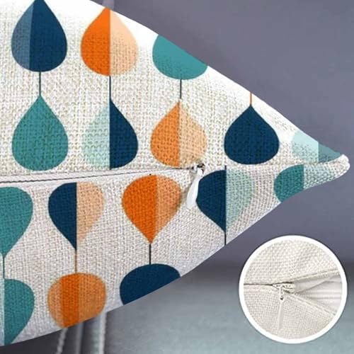 Smooffly Mid-Century Modern Lumbar Throw Pillow Cover, 12x20 Cotton Linen
