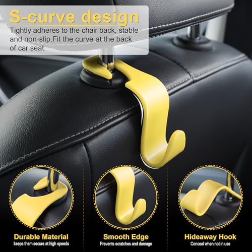 LivTee Car Seat Headrest Hook Organizer - 4 Pack Heavy-Duty Storage