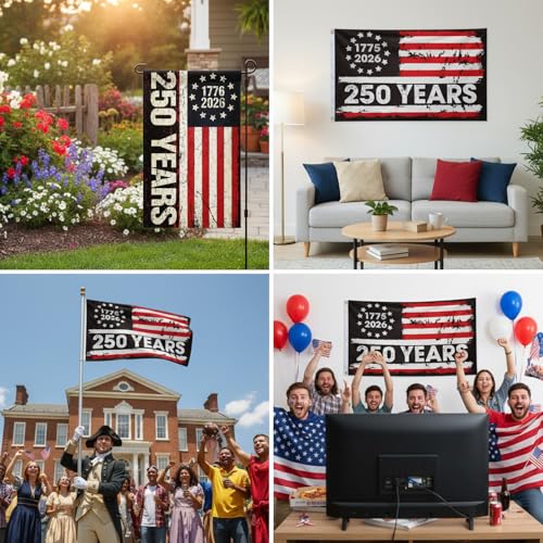 250th Anniversary Flag Set - Large & Garden Flags for Patriotic Events