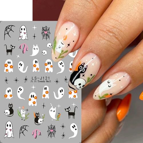 6 Sheets Gothic 3D Halloween Nail Art Stickers Self-Adhesive Decals