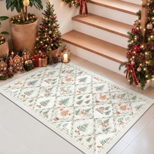 2x3 Christmas Area Rug - Grey Washable Non-Slip Entryway Carpet (Variation: Grey / 2' x 3')