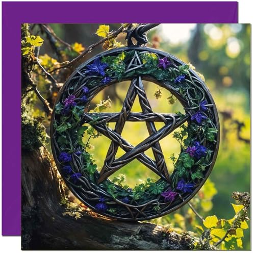 Pagan Pentacle Birthday Card - Eco-Friendly Wicca Design 145mm
